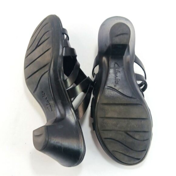 Clarks Bendables Women's Black Leather Strappy Slip- On Sandals Size 7 - Picture 11 of 13